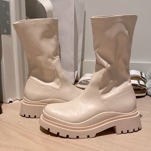 Trending sole calf high boots